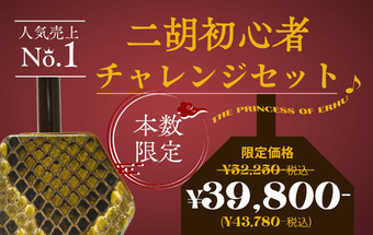 送料無料! 独学向け二胡No.1! 二胡初心者チャレンジセット 蘇州製紅木